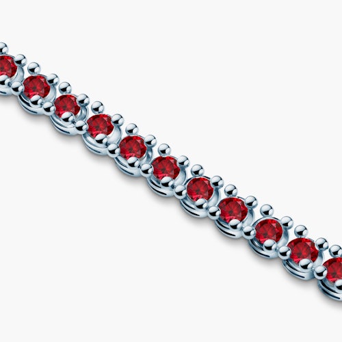 Bransoletka tenisowa Luminy 3,2mm: białe złoto, rubiny